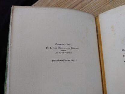 Copyright page up close inside a 1903 First edition copy of The Golden Windows - A Book Of Fables For Young And Old