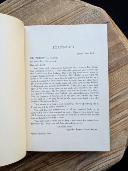 Forward inside a 1939 copy of Wild Flowers of the Northern States and Canada by Arthur Craig Quick - First Edition