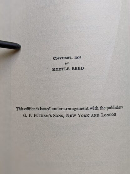Copyright page - 1902 Lavender & Old Lace by Myrtle Reed - First Edition