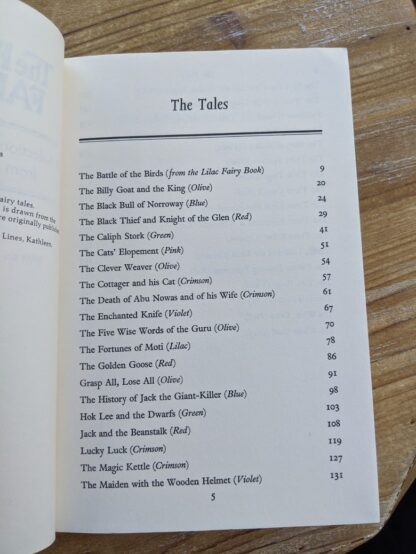 Table of Contents inside a 1977 copy of The Rainbow Fairy Book - page 1 of 2 - Andrew Lang