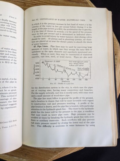 Profile of a pipeline - 1947 Water Supply and Sewerage by Ernest W. Steel - second Edition