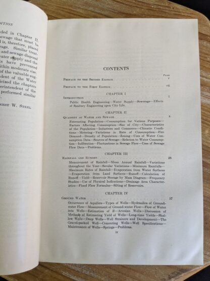 Table of Contents page 1 of 7 - 1947 Water Supply and Sewerage by Ernest W. Steel - second Edition