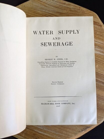 Title page inside a 1947 copy of Water Supply and Sewerage by Ernest W. Steel - second Edition