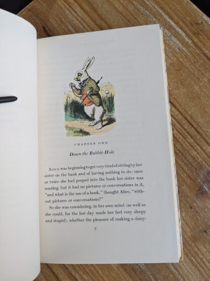 Chapter One inside a 1946 Alice’s Adventures in Wonderland - Two Volumes - by Lewis Carroll. Published by Random House, New York - Special Edition- down the rabbit hole