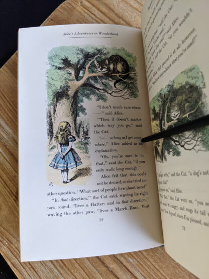 John Tenniel illustration of Cheshire-Cat - 1946 Alice’s Adventures in Wonderland - Two Volumes - by Lewis Carroll. Published by Random House, New York - Special Edition