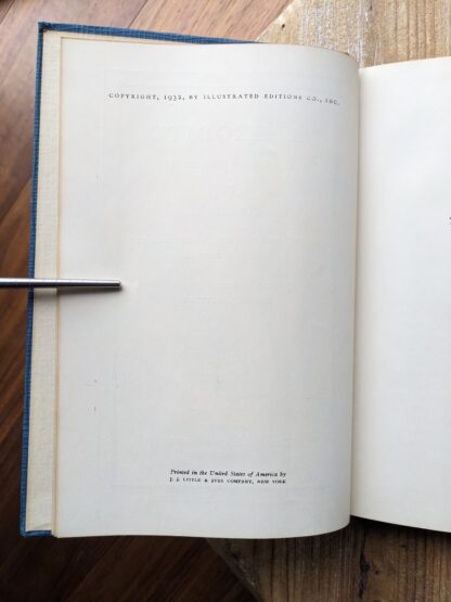 Copyright page inside a 1932 copy of Aphrodite {Ancient Manners} by Pierre Louys - Illustrated Editions Company