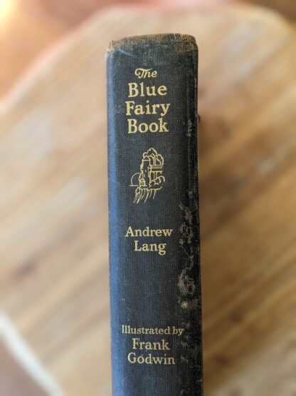 Upper Spine view - 1921 The Blue Fairy Book edited by Andrew Lang - First Edition published by David McKay Company