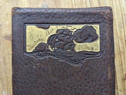 front panel up close - scarce undated copy of The Poetical Works of Robert Burns - Limp Vellum calf leather