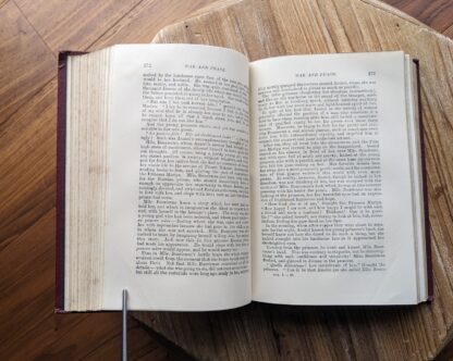 inside pages - War and Peace by Count Tolstoy - Volume 1 of 2 - published by The Walter Scott Publishing Company