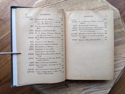 page 2 and 3 Contents page - 1912 Story of the Wreck of the Titanic - The Ocean's Greatest Disaster - Memorial Edition