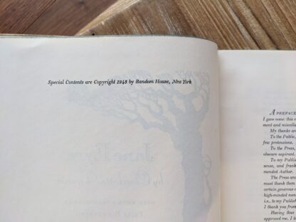 1943 Jane Eyre by Charlotte Bronte - Copyright page up close - Random House Publishers