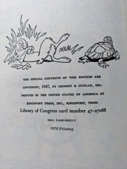 Copyright Page up close - 1978 Aesop’s Fables - Illustrated Junior Library Edition - drawings by Fritz Kredel