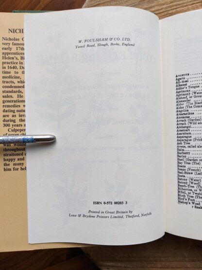Copyright page - Culpeper's Complete Herbal circa 1970's - undated
