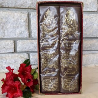 1965 The Gourmet Cook Book Volumes 1 & 2 Revised Ed First Printing - boxed set - binding view