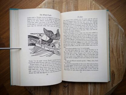 Nit-gass swung his harpoon - drawing by Mary Weiler - 1962 The Whale People by Roderick Haig-Brown - First Edition
