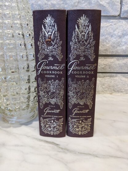 binding view - 1965 The Gourmet Cook Book Volumes 1 & 2 Revised Ed First Printing - boxed set