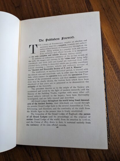 The publishers Forward - A Library of Freemasonry Illustrated Five Volume Set - Published in 1911 by The John C. Yorston Publishing Co.