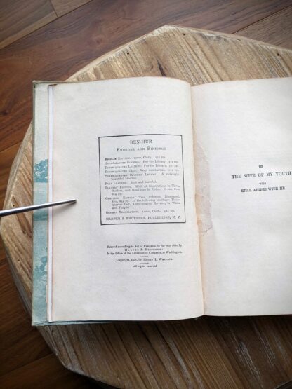 copyright page - 1908 Ben-Hur by Lew Wallace - Wallace Memorial Edition