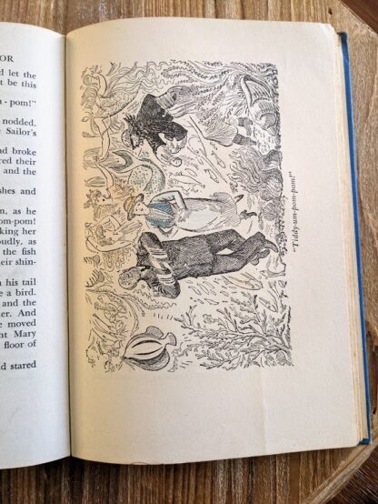 illustration that has been colored on - 1943 Mary Poppins Opens the Door by P.L Travers - second edition