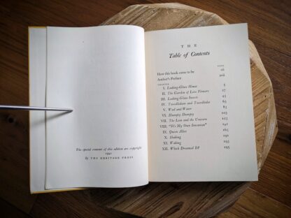 Table of Contents - 1941 Through the Looking Glass by Lewis Carroll - The Heritage Press - illustrated by John Tenniel