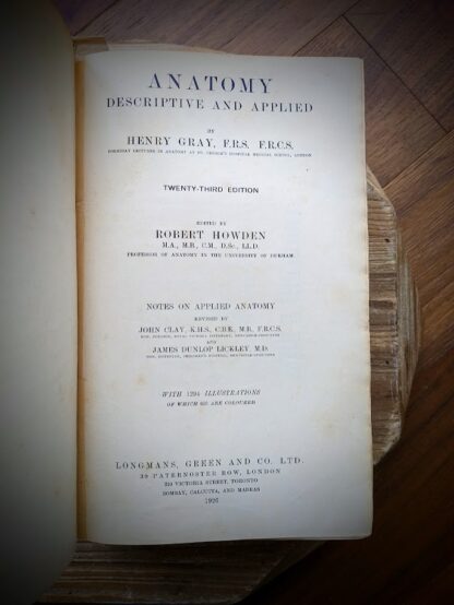 Title page - 1926 Gray's Anatomy - Descriptive and Applied - 23rd Edition - Longmans, Green and Co. Ltd.