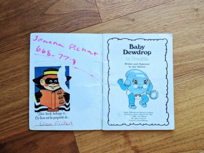 Title page - 1984 Baby Dewdrop in Trouble - The Weathermen - Written and illustrated by Jan Holtom