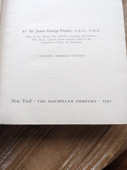 Title Page up close - 1951 The Golden Bough - A Study in Magic and Religion by Sir James Frazer