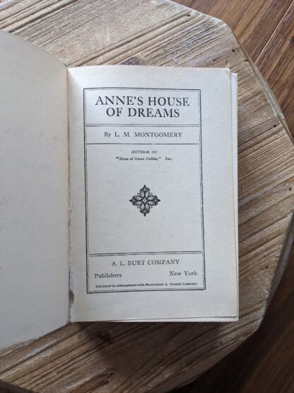 Title page - 1917 Anne's House of Dreams by L.M. Montgomery - First Edition - Published by A.L. Burt Company